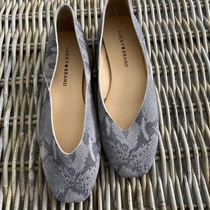 NEW Lucky Brand Lk-alba Flats Leather Upper Animal Print Size 7.5